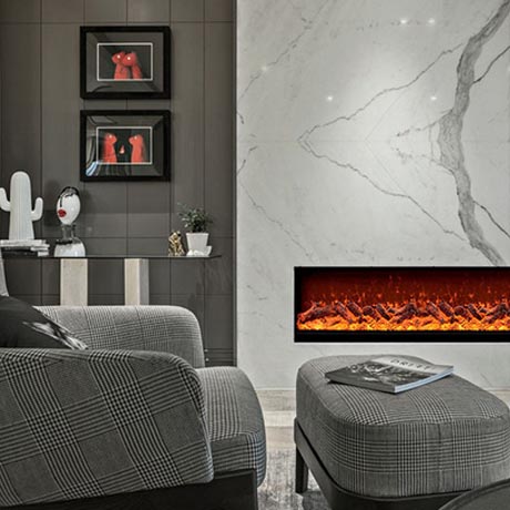 electrical fireplace in hotel